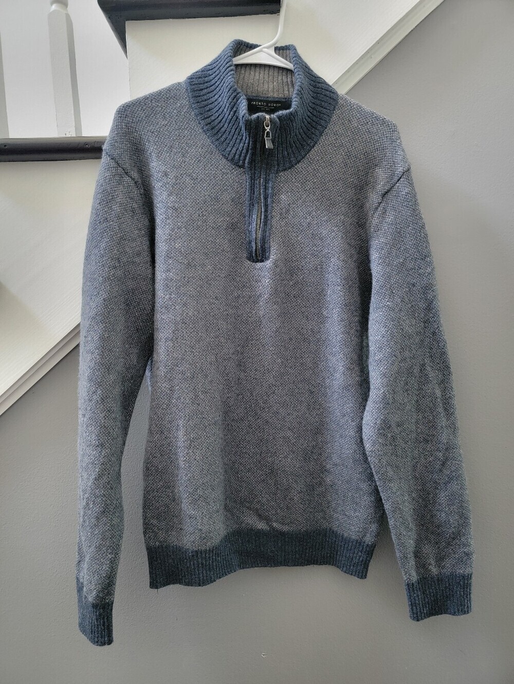 Pronto Uomo Grey Zip Mock Neck Sweater